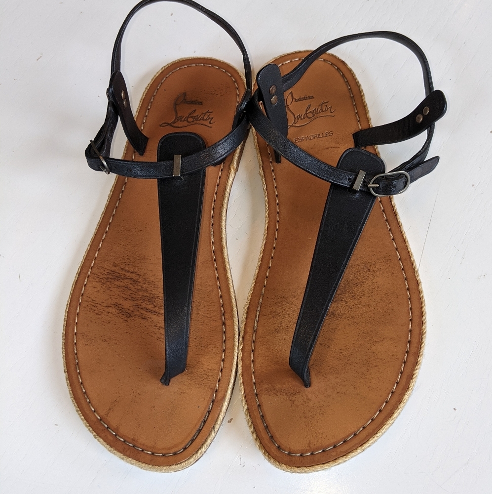 Christian Louboutin black thong sandal